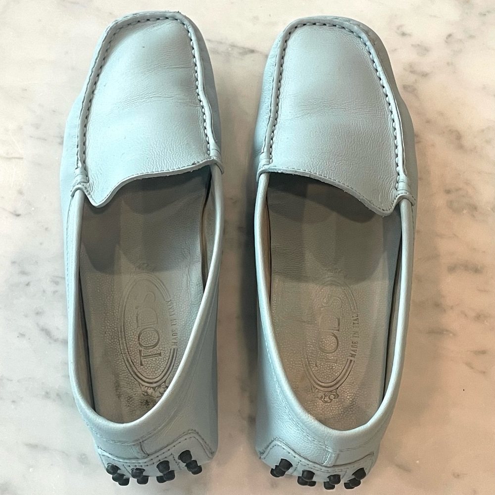 🚫SOLD🚫 Tod's Leather Driving Loafer, plain front, light blue, redyed, sz7 - Picture 9 of 15